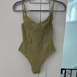 Skatie Olive Ribbed One-Piece